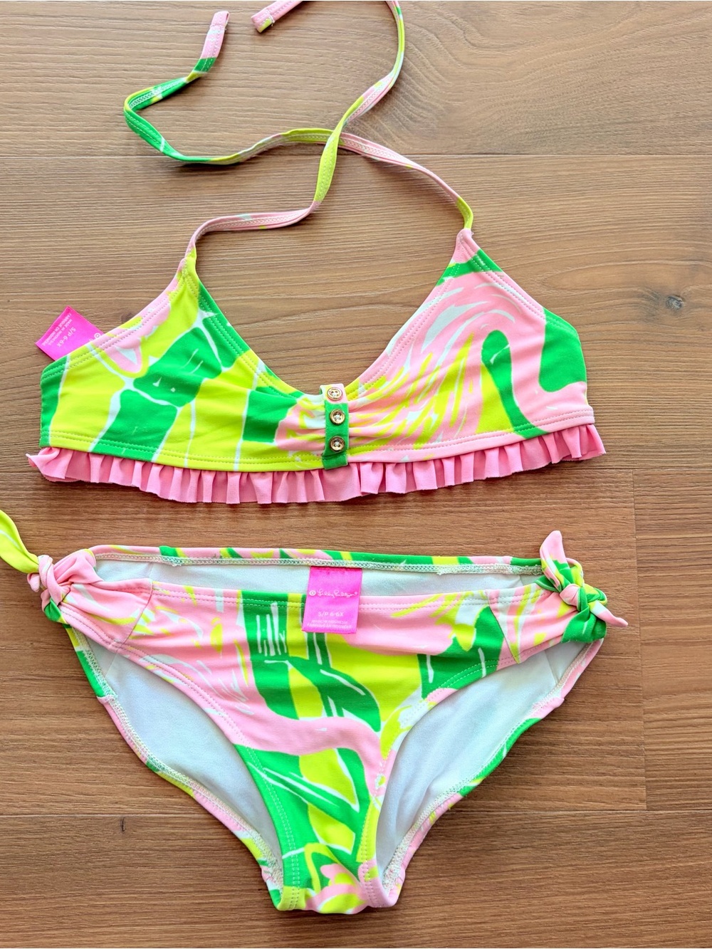 Lilly Pulitzer Target Girls' Pink & Green Ruffle Two-Piece Bikini Swim Set